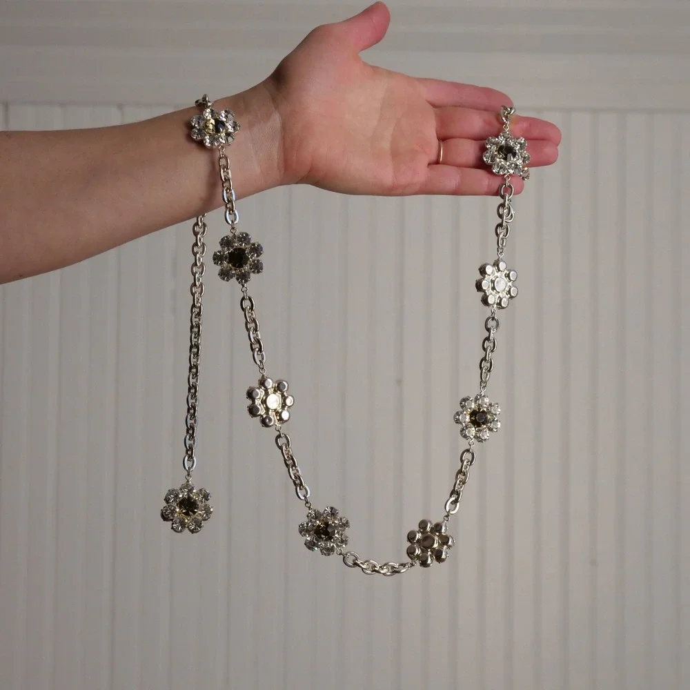 Fun wild rhinestone flower‎ chain belt